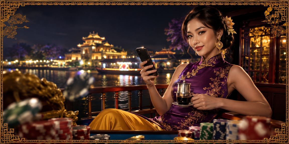 Quán cà phê Huế minh họa người dùng mở casino di động bằng trình duyệt