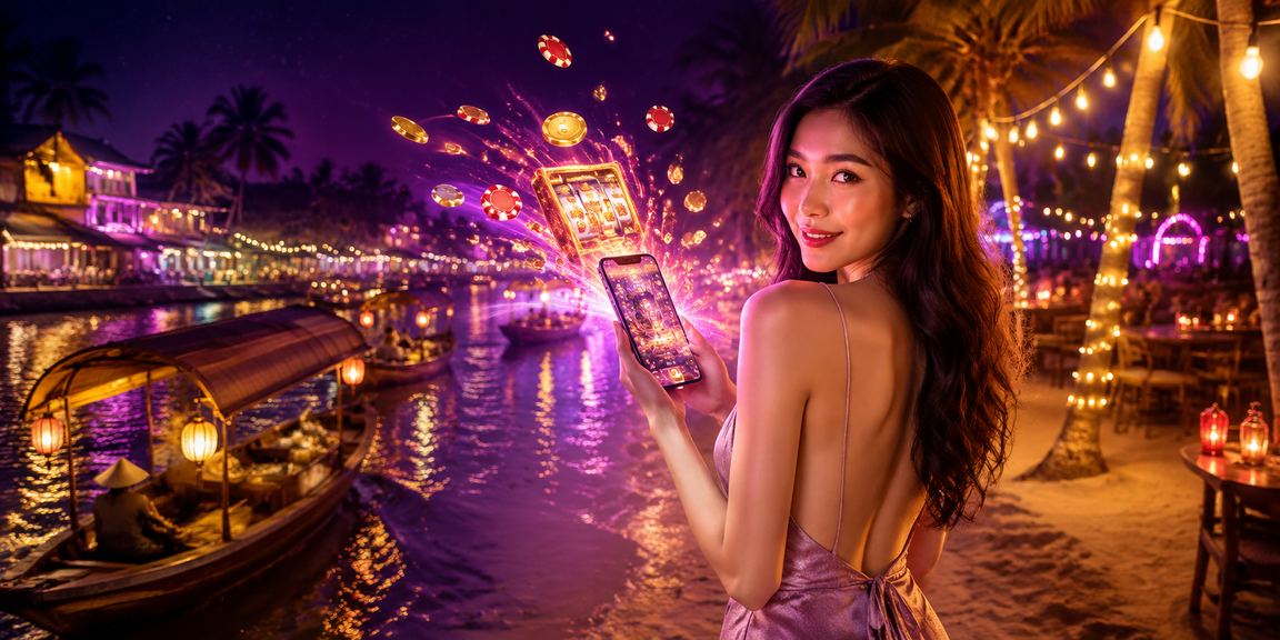 Không gian miền Tây với ánh neon minh họa slot game và jackpot tích lũy