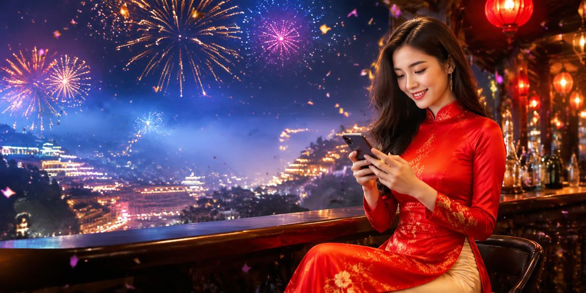 Khung cảnh Sa Pa với điện thoại minh họa truy cập an toàn bằng di động